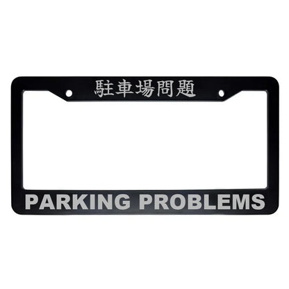 Parking Problems ABS Black Plastic Kanji Japanese License Plate Frame - Silver Text