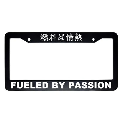 Fueled by Passion ABS Black Plastic Kanji Japanese License Plate Frame - White Text