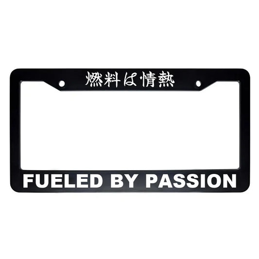 Fueled by Passion ABS Black Plastic Kanji Japanese License Plate Frame - White Text