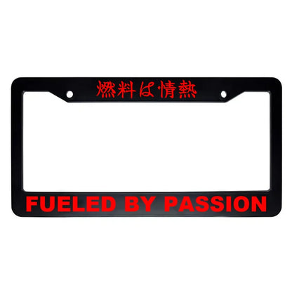 Fueled by Passion ABS Black Plastic Kanji Japanese License Plate Frame - Red Text