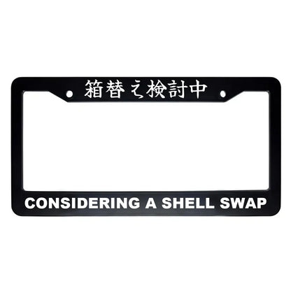 Considering a Shell Swap ABS Black Plastic Kanji Japanese License Plate Frame - White Text