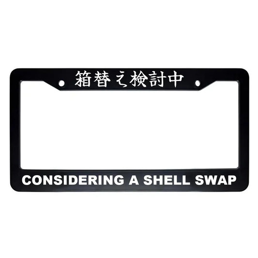Considering a Shell Swap ABS Black Plastic Kanji Japanese License Plate Frame - White Text