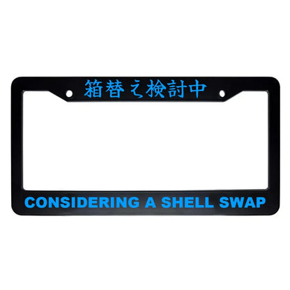 Considering a Shell Swap ABS Black Plastic Kanji Japanese License Plate Frame - Blue Text