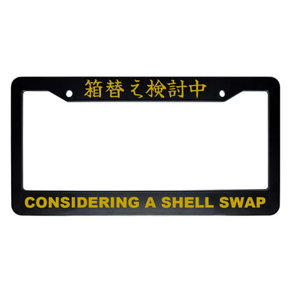 Considering a Shell Swap ABS Black Plastic Kanji Japanese License Plate Frame - Gold Text