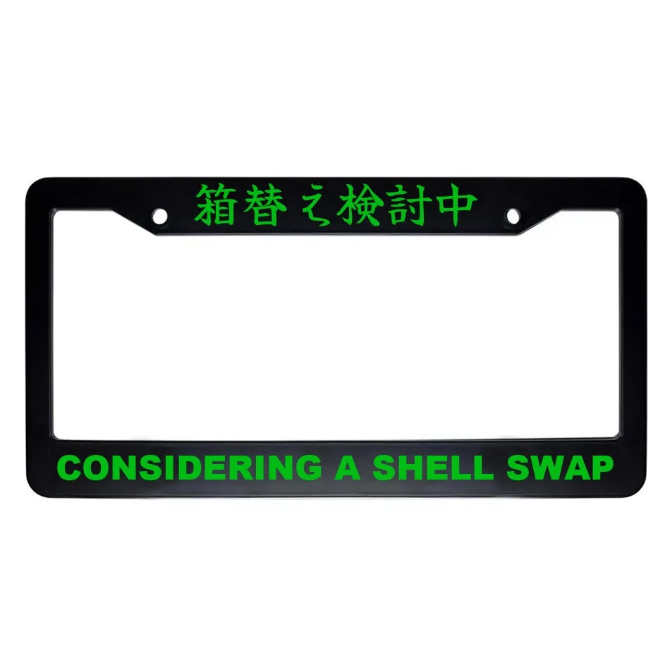 Considering a Shell Swap ABS Black Plastic Kanji Japanese License Plate Frame - Green Text