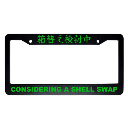Considering a Shell Swap ABS Black Plastic Kanji Japanese License Plate Frame - Green Text