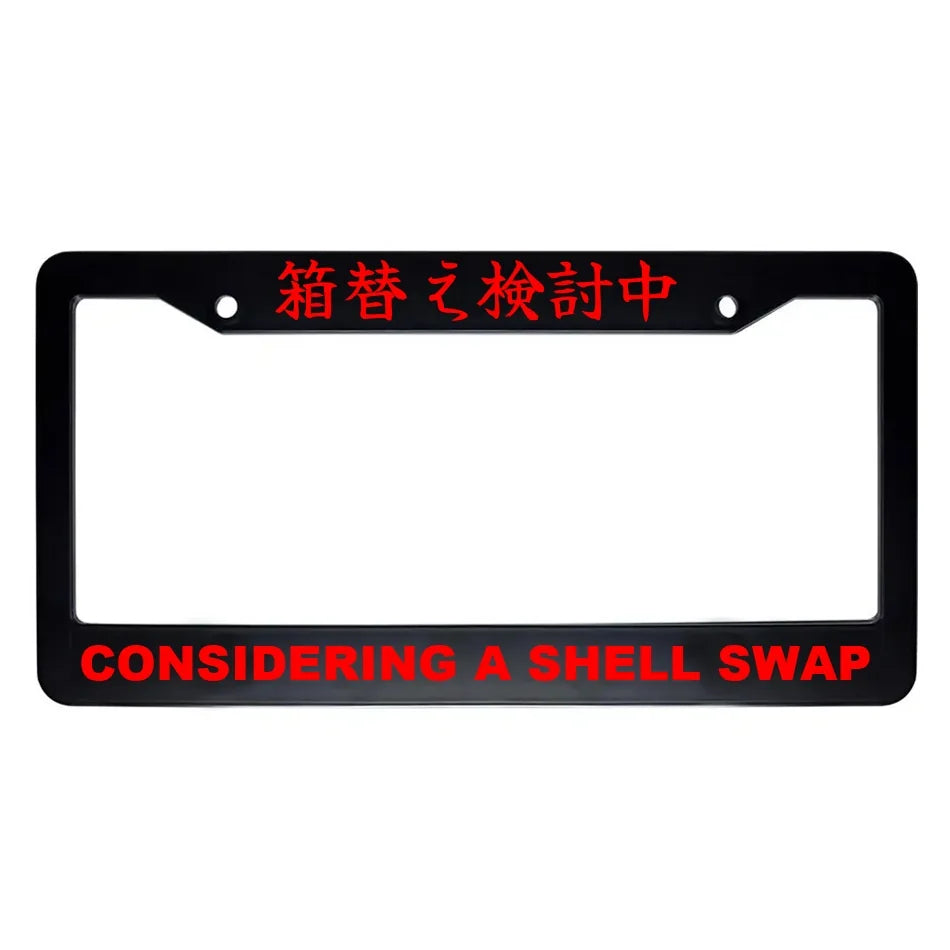 Considering a Shell Swap ABS Black Plastic Kanji Japanese License Plate Frame - Red Text