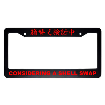 Considering a Shell Swap ABS Black Plastic Kanji Japanese License Plate Frame - Red Text