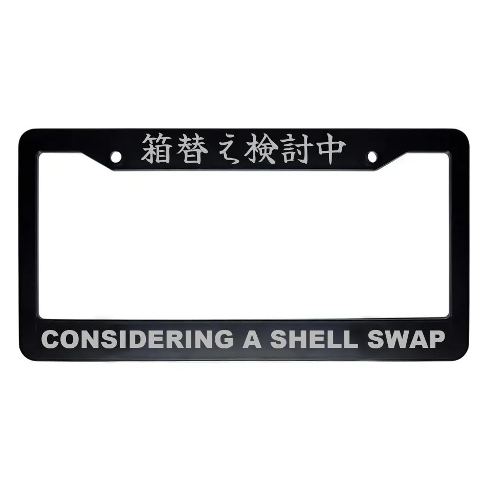 Considering a Shell Swap ABS Black Plastic Kanji Japanese License Plate Frame - Silver Text