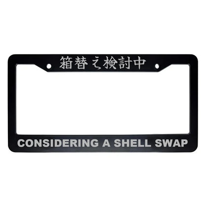 Considering a Shell Swap ABS Black Plastic Kanji Japanese License Plate Frame - Silver Text