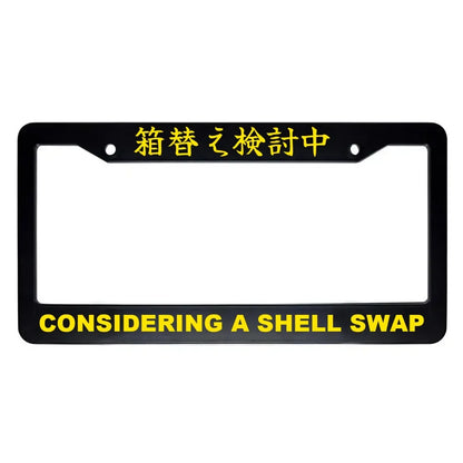 Considering a Shell Swap ABS Black Plastic Kanji Japanese License Plate Frame - Yellow Text