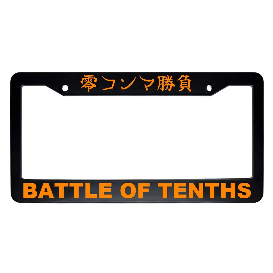 Battle of Tenths ABS Black Plastic Kanji Japanese License Plate Frame - Orange Text