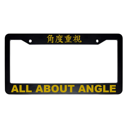 All About Angle ABS Black Plastic Kanji Japanese License Plate Frame - Gold Text