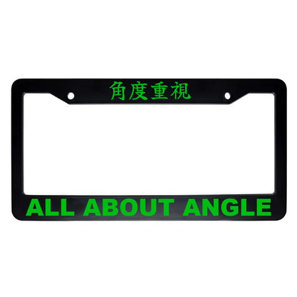 All About Angle ABS Black Plastic Kanji Japanese License Plate Frame - Green Text