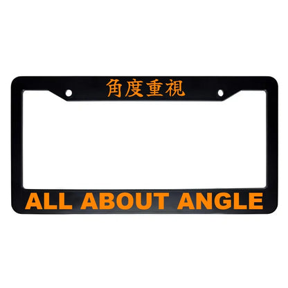 All About Angle ABS Black Plastic Kanji Japanese License Plate Frame - Orange Text