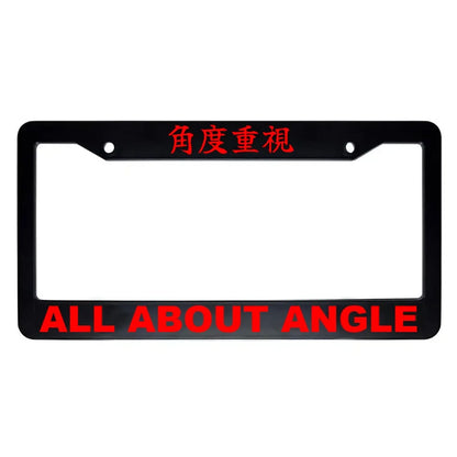 All About Angle ABS Black Plastic Kanji Japanese License Plate Frame - Red Text