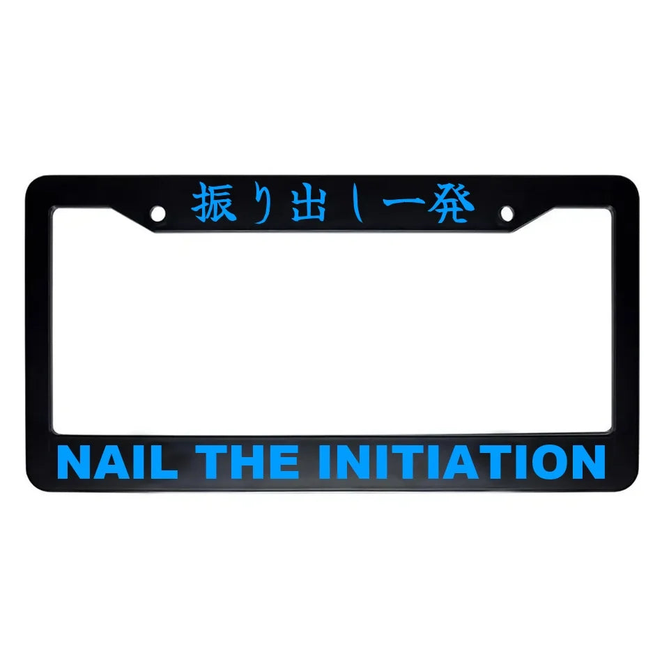 Nail the Initiation ABS Black Plastic Kanji Japanese License Plate Frame - Blue Text