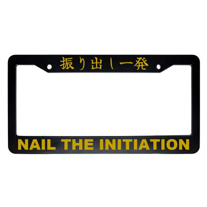 Nail the Initiation ABS Black Plastic Kanji Japanese License Plate Frame - Gold Text
