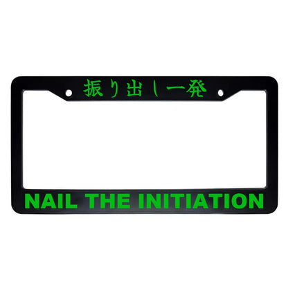 Nail the Initiation ABS Black Plastic Kanji Japanese License Plate Frame - Green Text