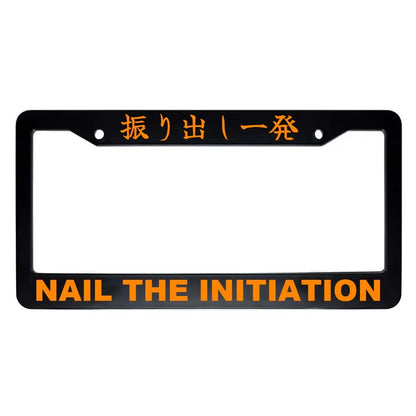 Nail the Initiation ABS Black Plastic Kanji Japanese License Plate Frame - Orange Text