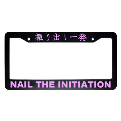 Nail the Initiation ABS Black Plastic Kanji Japanese License Plate Frame - Pink Text