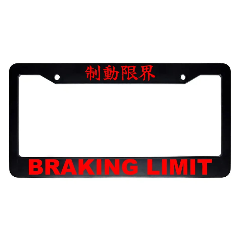 Braking Limit ABS Black Plastic Kanji Japanese License Plate Frame - Red Text