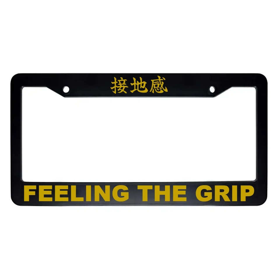 Feeling the Grip ABS Black Plastic Kanji Japanese License Plate Frame - Gold Text