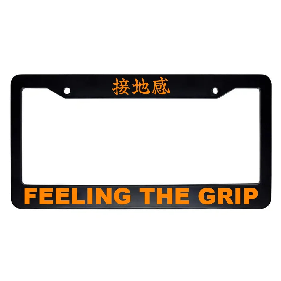 Feeling the Grip ABS Black Plastic Kanji Japanese License Plate Frame - Orange Text