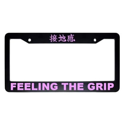Feeling the Grip ABS Black Plastic Kanji Japanese License Plate Frame - Pink Text