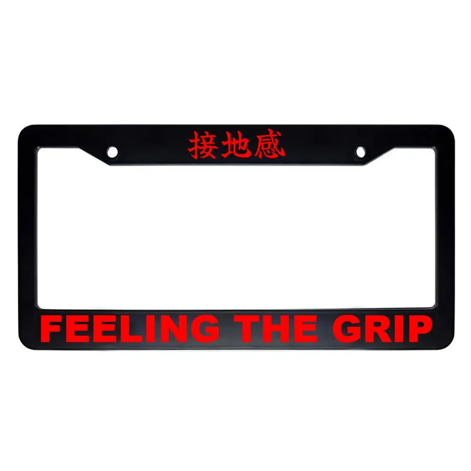 Feeling the Grip ABS Black Plastic Kanji Japanese License Plate Frame - Red Text