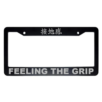 Feeling the Grip ABS Black Plastic Kanji Japanese License Plate Frame - Silver Text