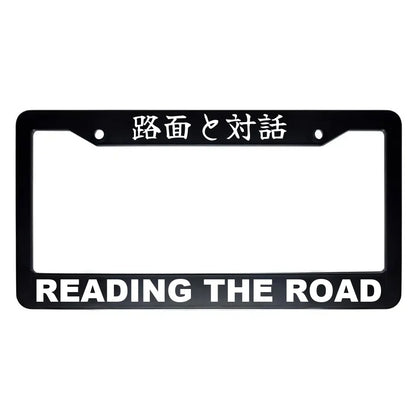 Reading the Road ABS Black Plastic Kanji Japanese License Plate Frame - White Text