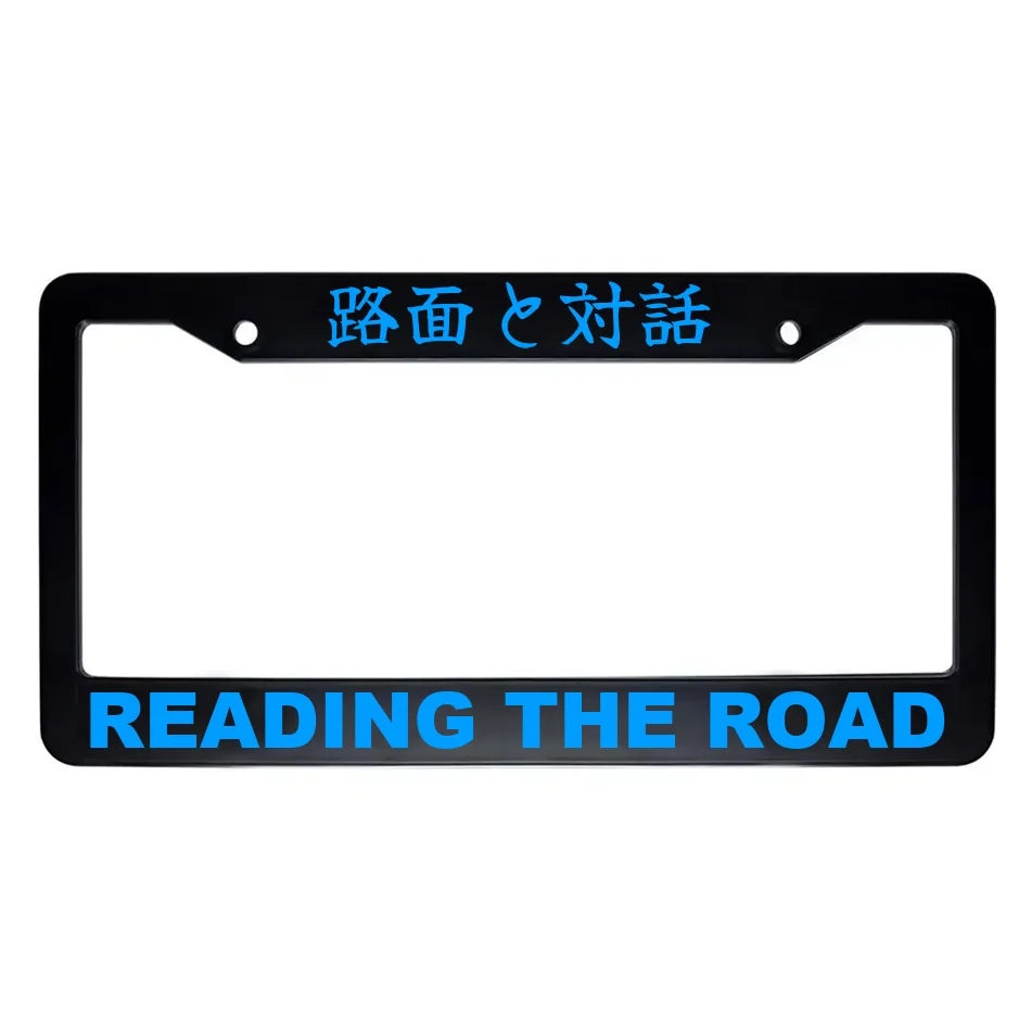 Reading the Road ABS Black Plastic Kanji Japanese License Plate Frame - Blue Text