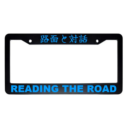Reading the Road ABS Black Plastic Kanji Japanese License Plate Frame - Blue Text