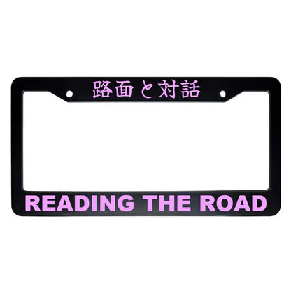Reading the Road ABS Black Plastic Kanji Japanese License Plate Frame - Pink Text
