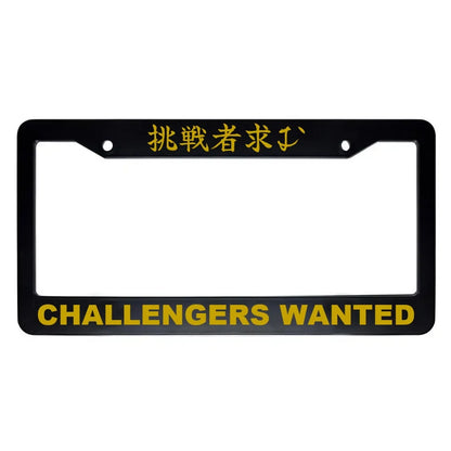 Challengers Wanted ABS Black Plastic Kanji Japanese License Plate Frame - Gold Text