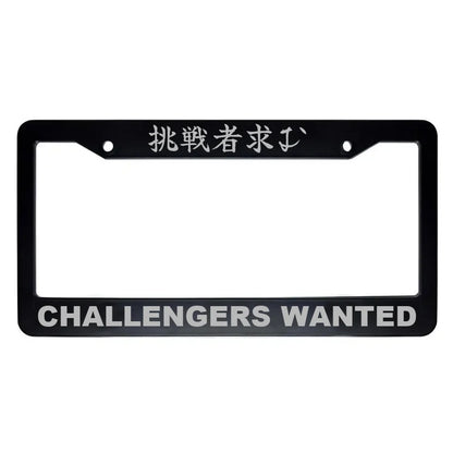 Challengers Wanted ABS Black Plastic Kanji Japanese License Plate Frame - Silver Text