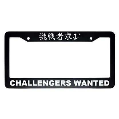 Challengers Wanted ABS Black Plastic Kanji Japanese License Plate Frame - White Text