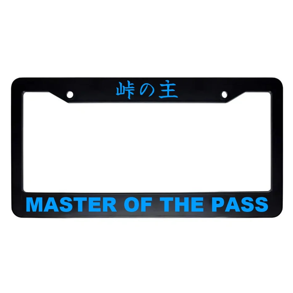 Master of the Pass ABS Black Plastic Kanji Japanese License Plate Frame - Blue Text