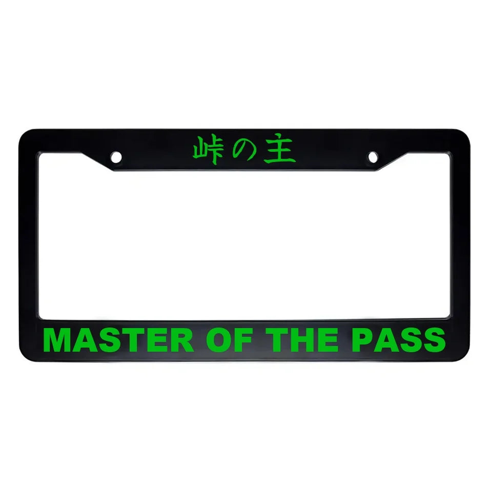 Master of the Pass ABS Black Plastic Kanji Japanese License Plate Frame - Green Text