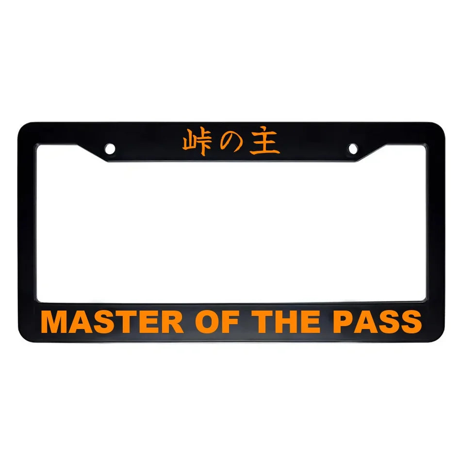 Master of the Pass ABS Black Plastic Kanji Japanese License Plate Frame - Orange Text