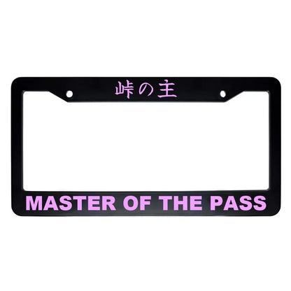 Master of the Pass ABS Black Plastic Kanji Japanese License Plate Frame - Pink Text