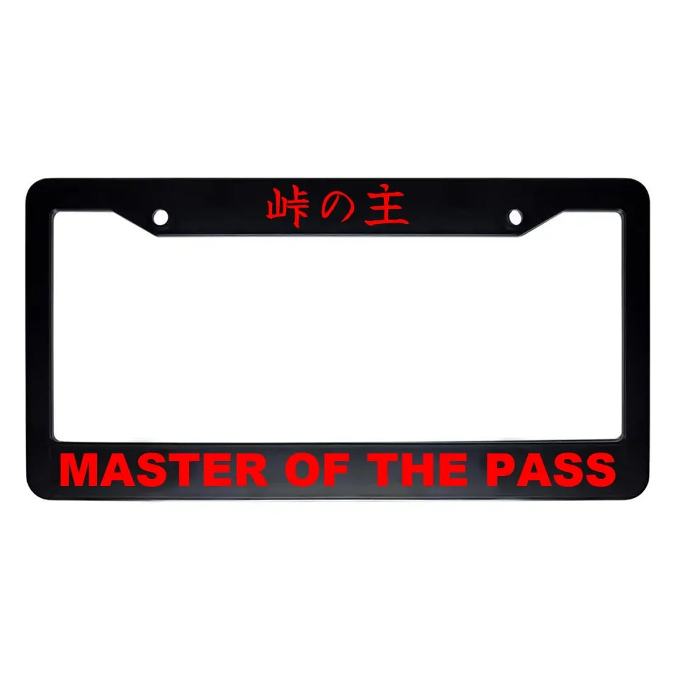 Master of the Pass ABS Black Plastic Kanji Japanese License Plate Frame - Red Text