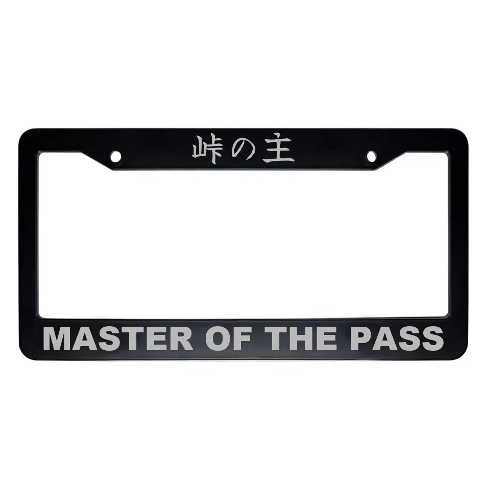 Master of the Pass ABS Black Plastic Kanji Japanese License Plate Frame - Silver Text