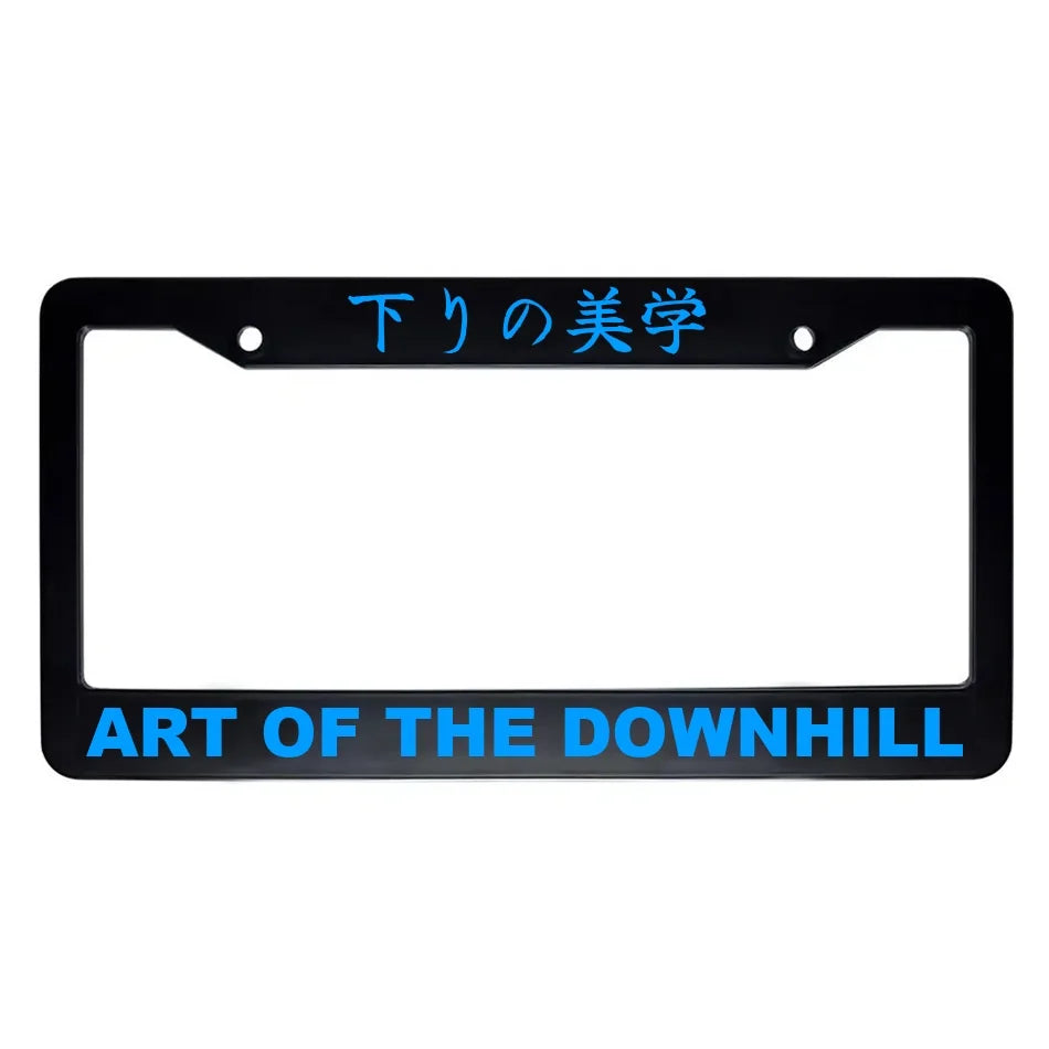 Art of the Downhill ABS Black Plastic Kanji Japanese License Plate Frame - Blue Text