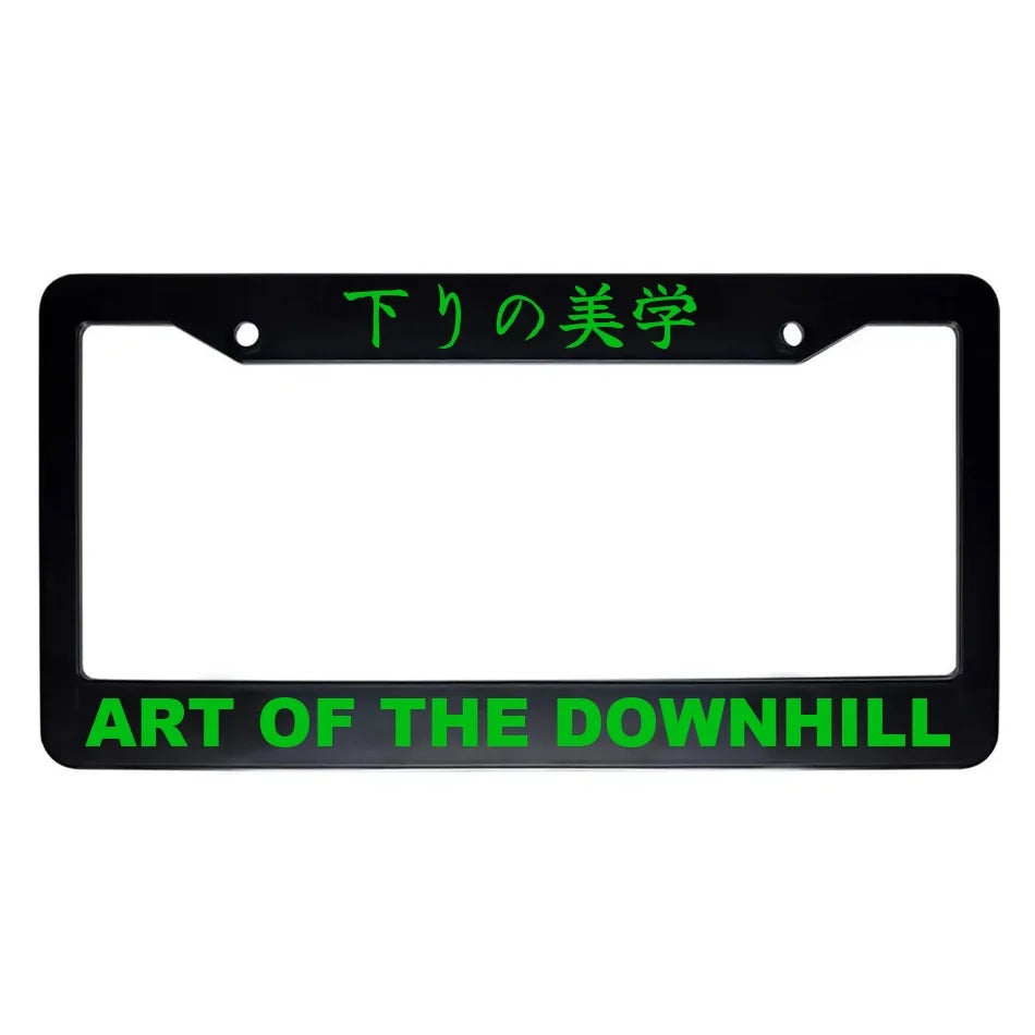 Art of the Downhill ABS Black Plastic Kanji Japanese License Plate Frame - Green Text
