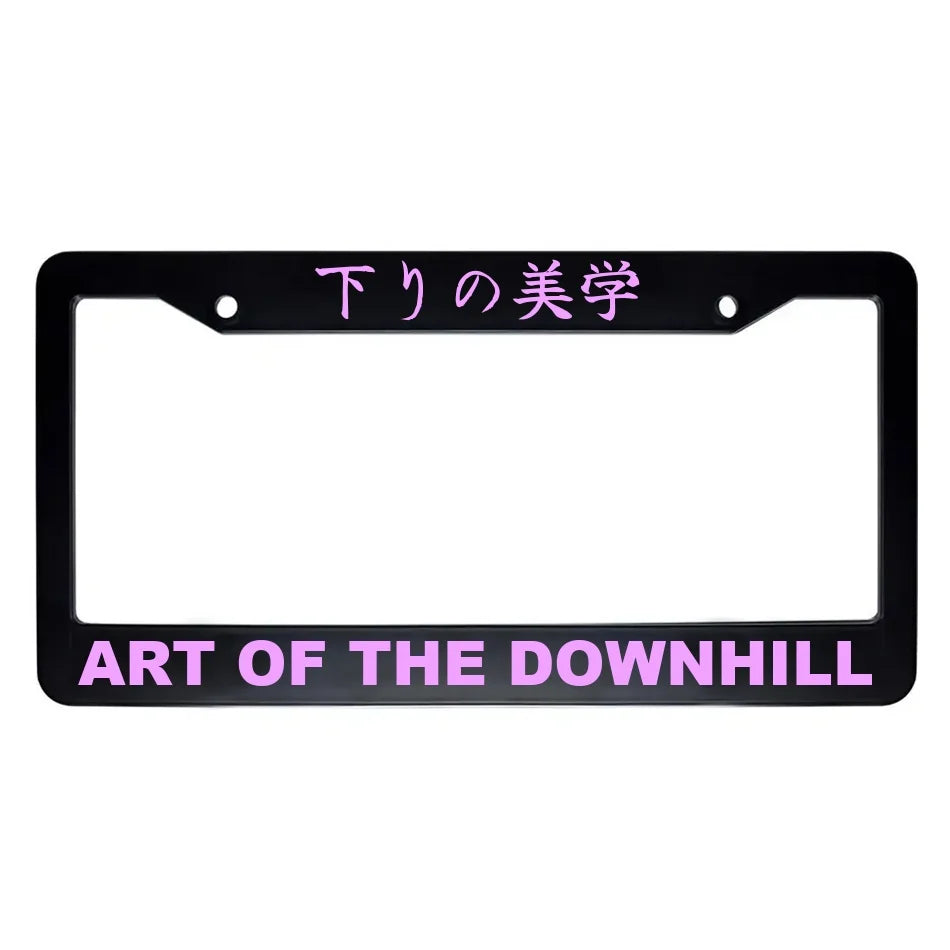 Art of the Downhill ABS Black Plastic Kanji Japanese License Plate Frame - Pink Text