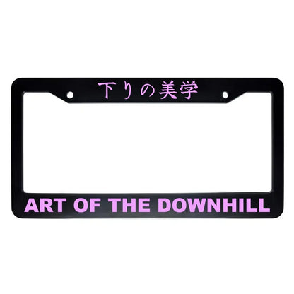 Art of the Downhill ABS Black Plastic Kanji Japanese License Plate Frame - Pink Text