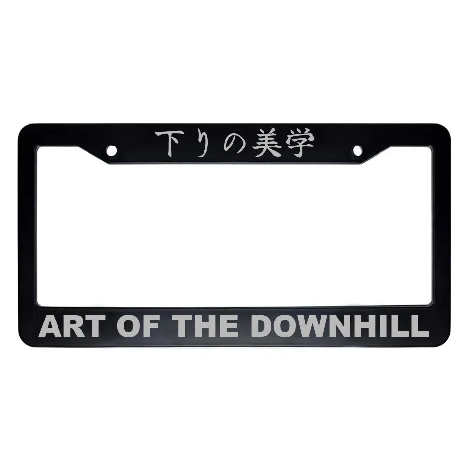 Art of the Downhill ABS Black Plastic Kanji Japanese License Plate Frame - Silver Text