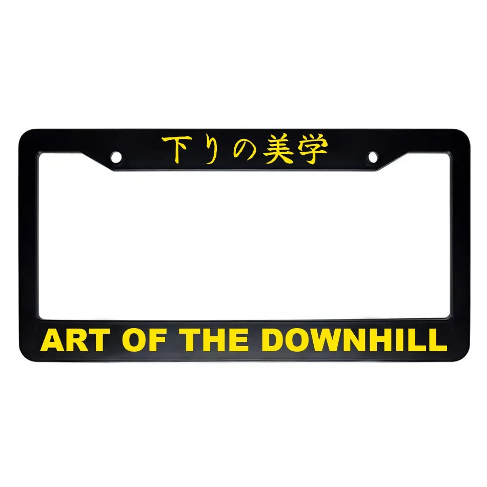 Art of the Downhill ABS Black Plastic Kanji Japanese License Plate Frame - Yellow Text